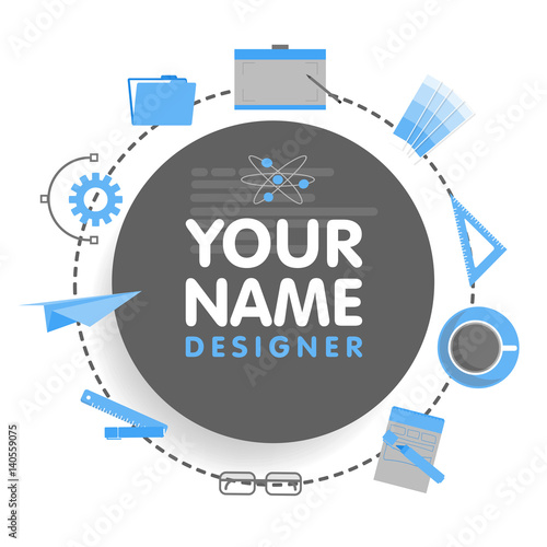 Social network designer avatar. Place for your name. Template of the artist portfolio, banners, announcements, web sites and other projects
