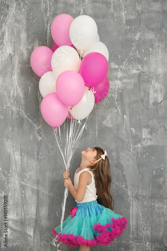 Cute birthday girl with col...