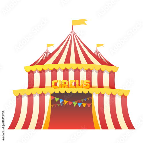 Circus tent fun park in white background vector illustration