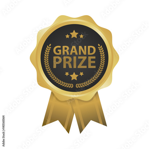 Grand prize win gold badges vector illustration