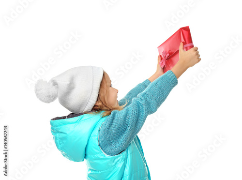 Cute little girl in warm cl...