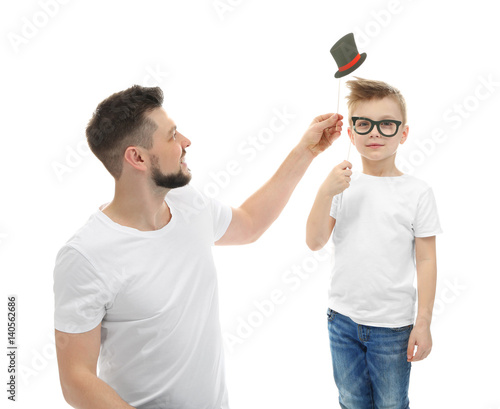 Handsome man and his son wi...