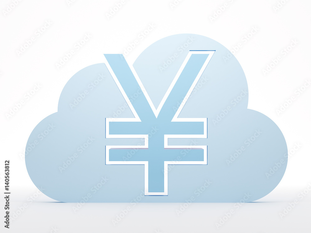 Obraz premium Cloud computing, online payment with yen