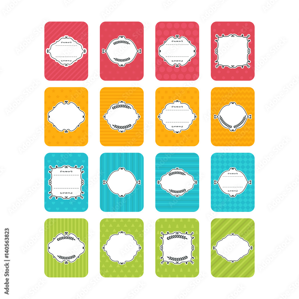 Set of vector banners. Cute cards with frame. Collection of stickers and labels in flat design Set of vector banners. Cute cards with frame. Collection of stickers and labels in flat design