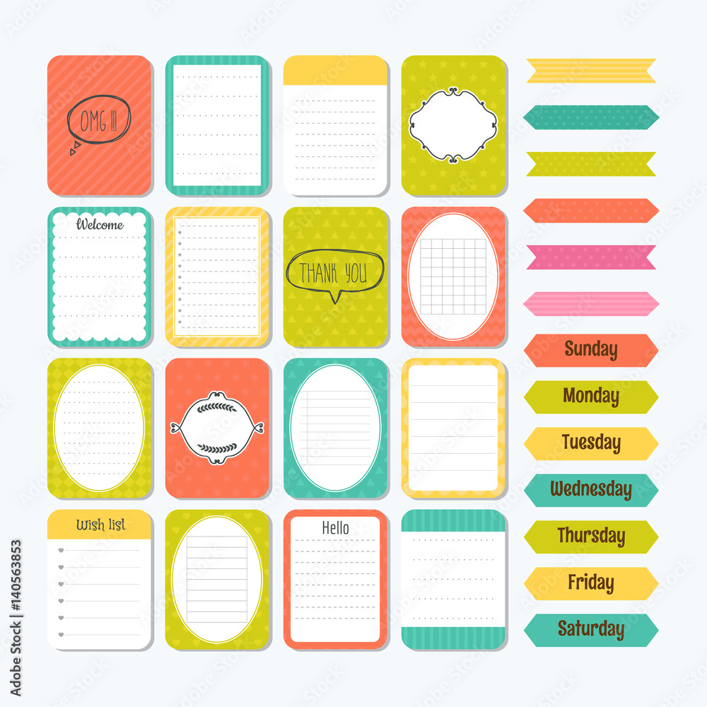 Design cute notes and stickers Royalty Free Vector Image