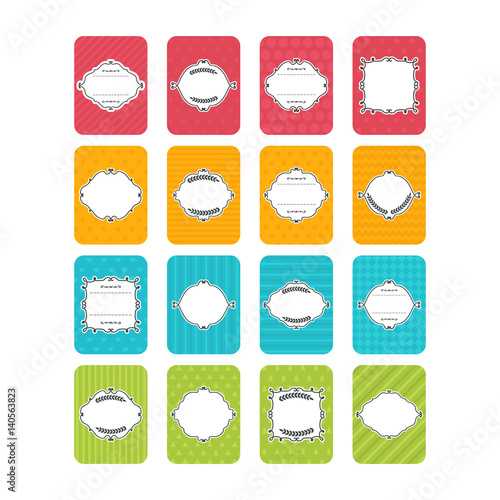 Set of vector banners. Cute cards with frame. Collection of stickers and labels in flat design
