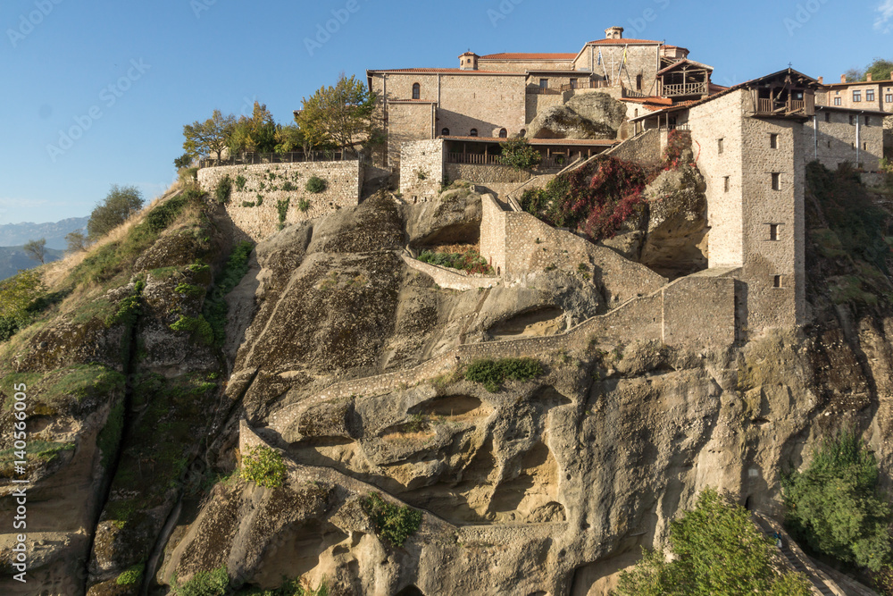 Amazing panorama of Holy Monastery of Great Meteoron in Meteora, Thessaly, Greece Amazing panorama of Holy Monastery of Great Meteoron in Meteora, Thessaly, Greece