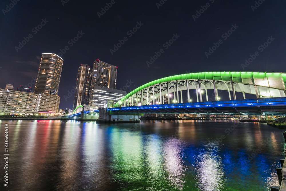 Naklejka premium 夜の勝鬨橋
