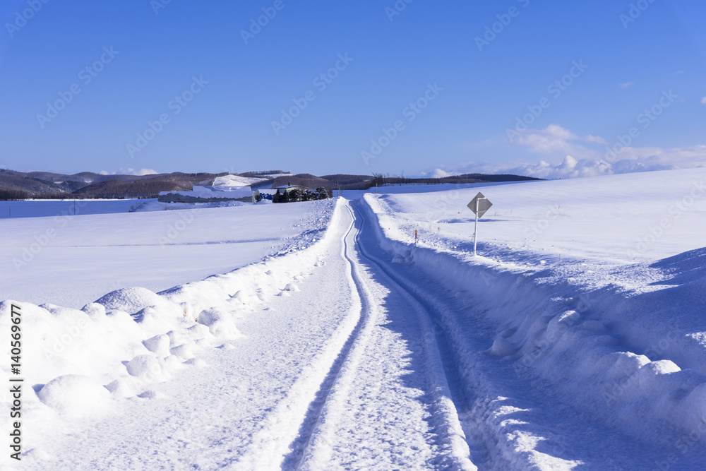 道東地方の雪道