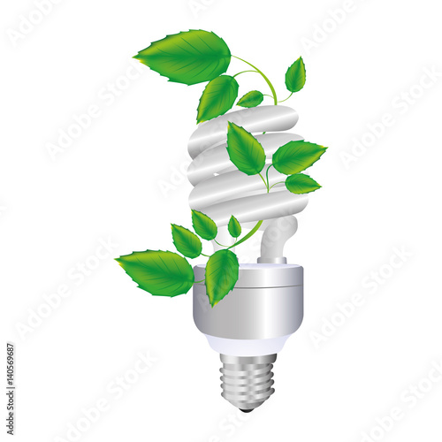colorful spiral fluorescent bulb with creeper plant vector illustration