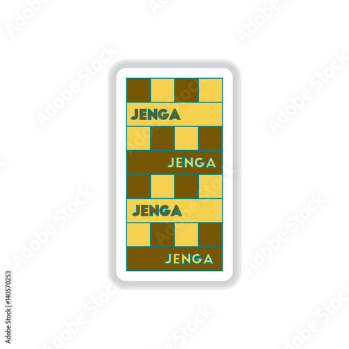 Vector illustration in paper sticker style Jenga tower