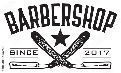 Barbershop Logo
Vector design barbershop emblem with crossed straight razors.