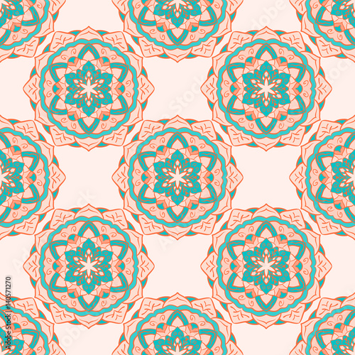 Seamless color floral mandala pattern