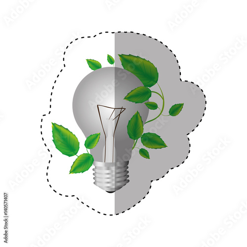 sticker color silhouette with light bulb and creeper plant vector illustration