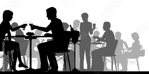 Busy restaurant silhouette