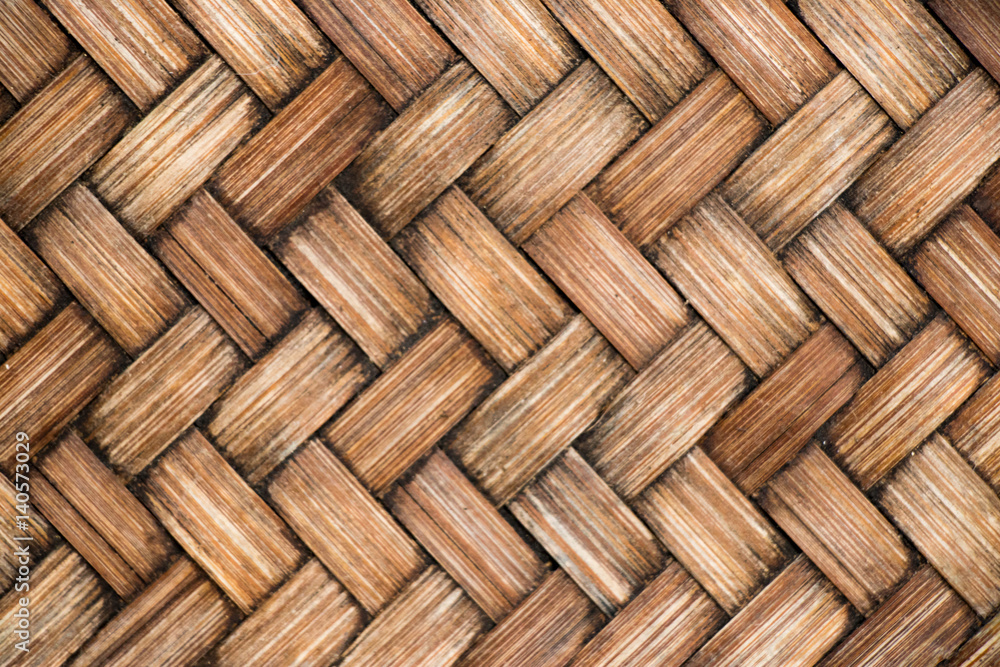 Closed up of brown color wooden weave texture background