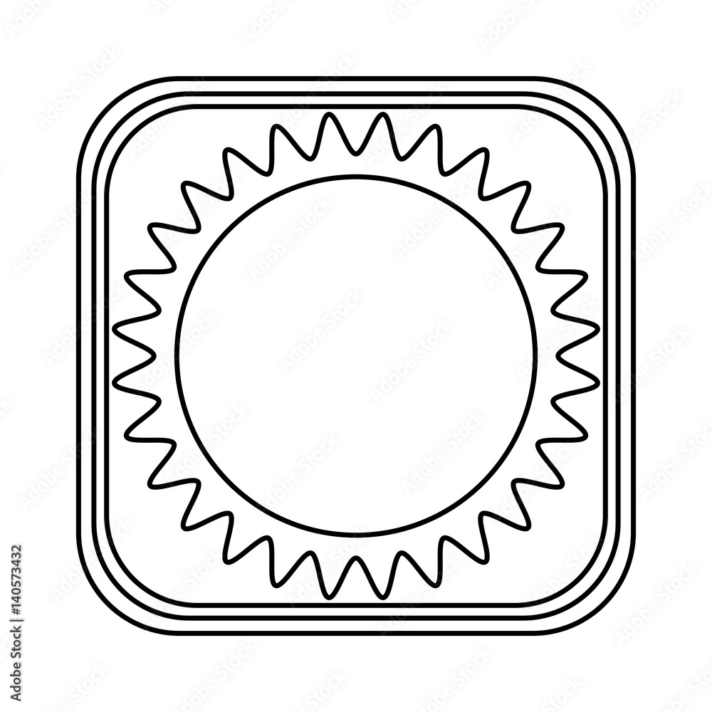 monochrome rounded square with drawing of sun vector illustration