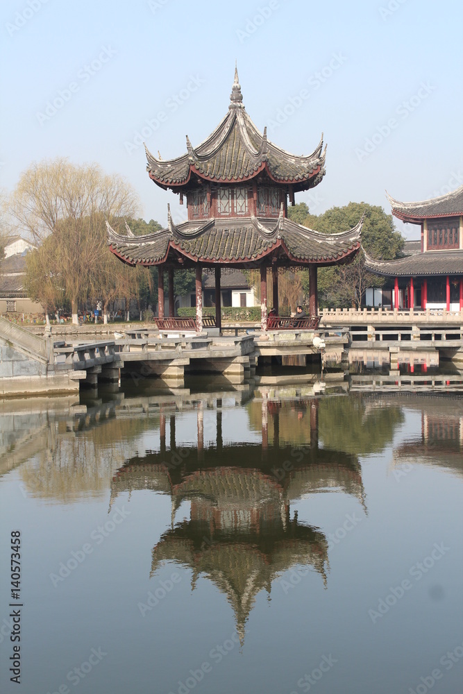 China Jiangsu Famous Water Town Gazibo architecture Asia Lake Temple Far East Suzhou