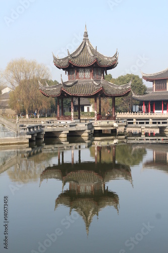 China Jiangsu Famous Water Town Gazibo architecture Asia Lake Temple Far East Suzhou