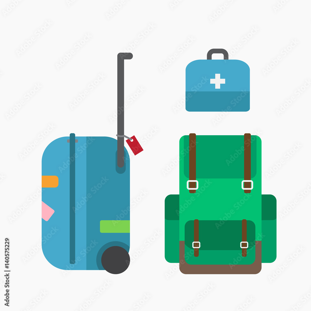 Fototapeta premium Luggage bag and backpack illustration