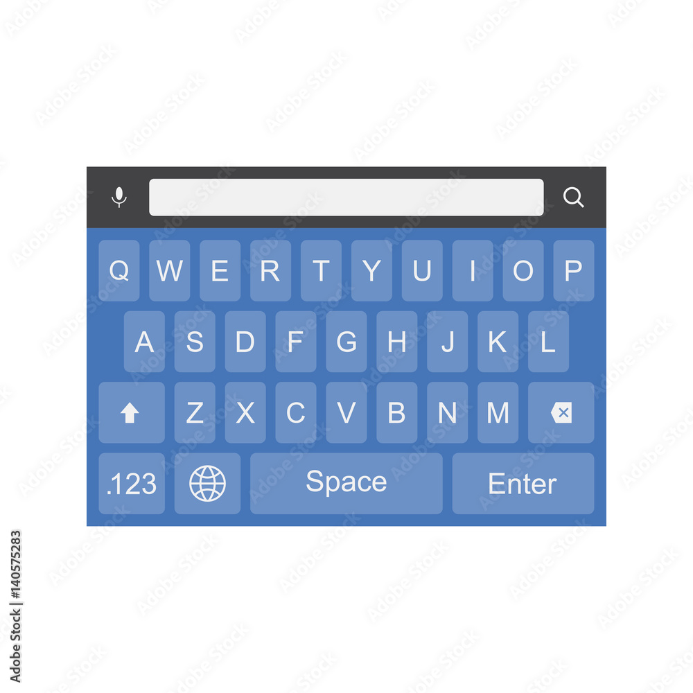 Blue keyboard for smartphone. Flat vector illustration EPS 10 Blue keyboard for smartphone. Flat vector illustration EPS 10