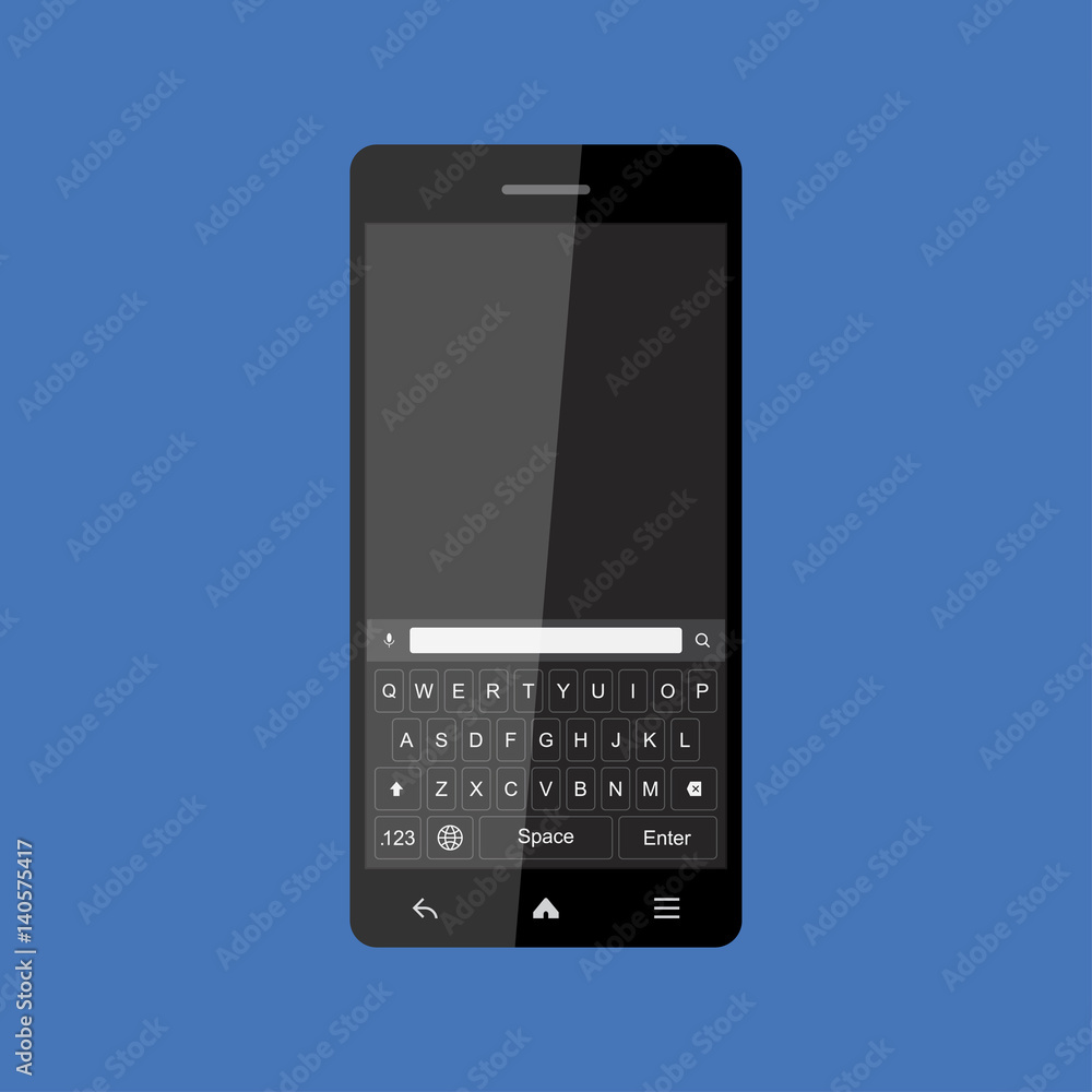 Black modern smartphone with keyboard and large display. Flat vector illustration EPS 10 Black modern smartphone with keyboard and large display. Flat vector illustration EPS 10
