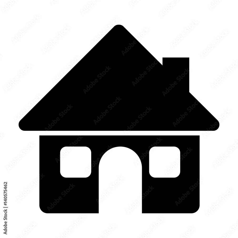 black silhouette of house with two windows in white background vector illustration black silhouette of house with two windows in white background vector illustration