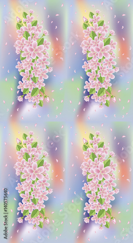 Spring sakura texture seamless wallpaper, vector illustration