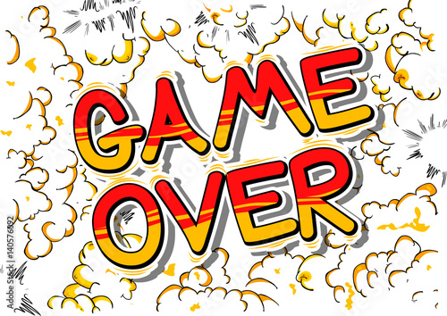 Game Over - Comic book style word on abstract background.