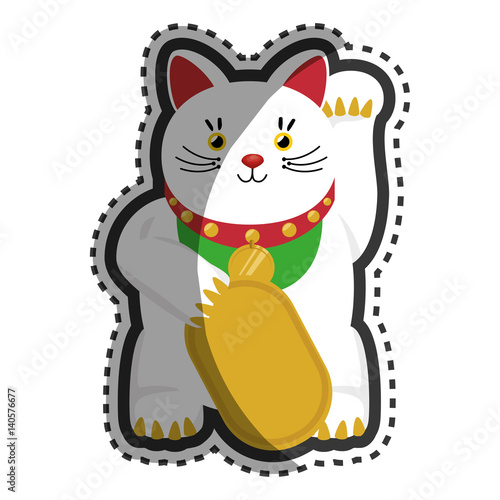 lucky cat japanese culture isolated icon vector illustration design
