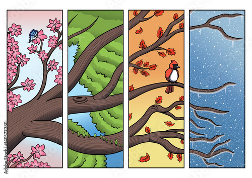 Tree Branch Passing Through the Four Seasons