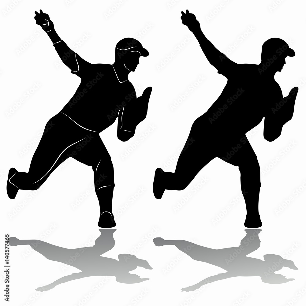 silhouette of a baseball player, vector draw. vector illustration