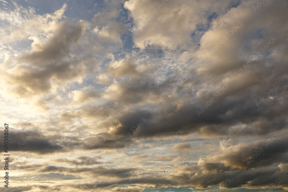 Fototapeta premium Evening sky with nimbus cloud at sunset and twilight time.
