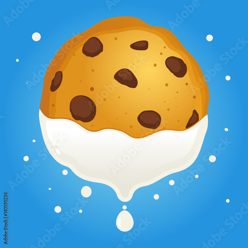 Chocolate Chip Cookie Dipped In Milk