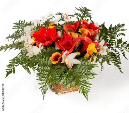 Bouquet of flowers top view on white background © Ruslan Gilmanshin