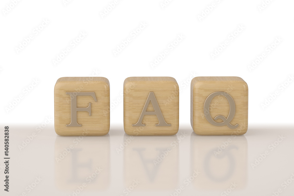 Faq asking wood block.3D illustration. Faq asking wood block.3D illustration.