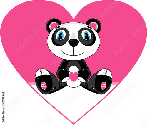 Cute Cartoon Valentine Heart Panda Bear