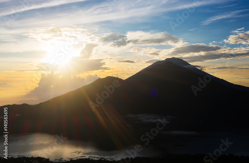 Sunrise over volcanic mountains