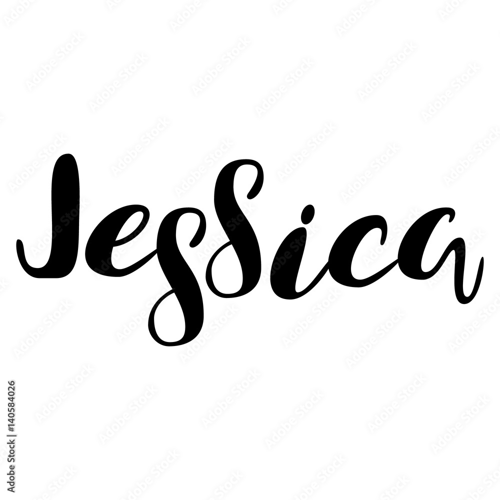 Female name Jessica. Lettering design. Handwritten typography. Vector