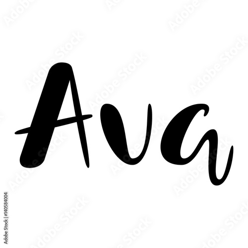 Female name - Ava. Lettering design. Handwritten typography. Vector photo