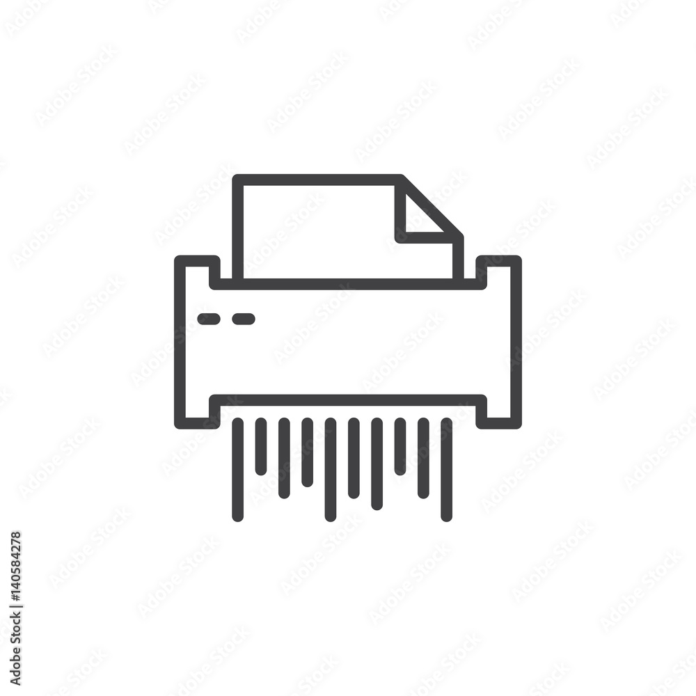 Paper document shredder line icon, outline vector sign, linear style pictogram isolated on white. Symbol, logo illustration. Editable stroke. Pixel perfect Paper document shredder line icon, outline vector sign, linear style pictogram isolated on white. Symbol, logo illustration. Editable stroke. Pixel perfect