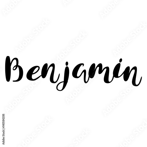 Male name - Benjamin. Lettering design. Handwritten typography. Vector