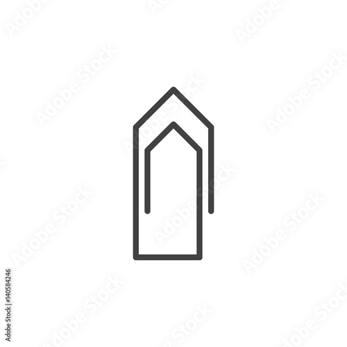 Paperclip line icon, outline vector sign, linear style pictogram isolated on white. Attach symbol, logo illustration. Editable stroke. Pixel perfect