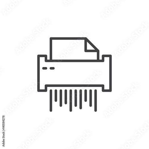 Paper document shredder line icon, outline vector sign, linear style pictogram isolated on white. Symbol, logo illustration. Editable stroke. Pixel perfect