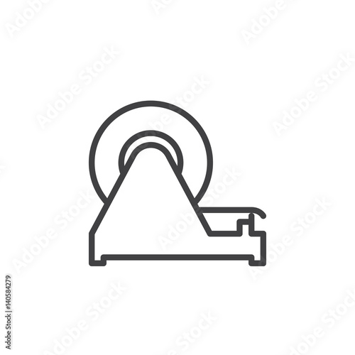 Adhesive tape dispenser line icon, outline vector sign, linear style pictogram isolated on white. Symbol, logo illustration. Editable stroke. Pixel perfect