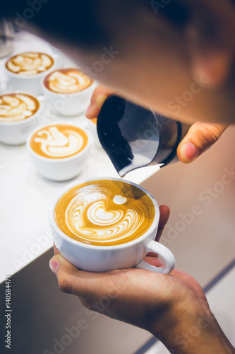 How to make latte art coffee by barista