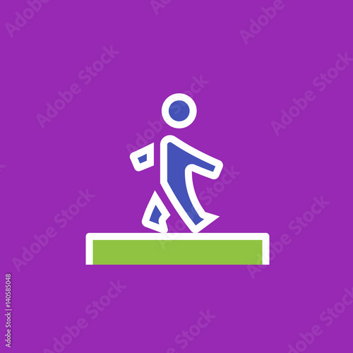 Vector icon or illustration showing walking human in outline style