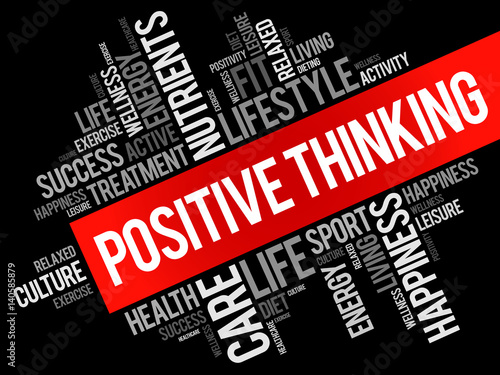 Positive thinking word cloud background, health concept