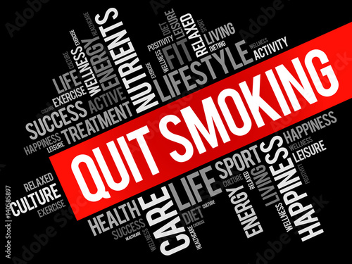 Quit Smoking word cloud background, health concept