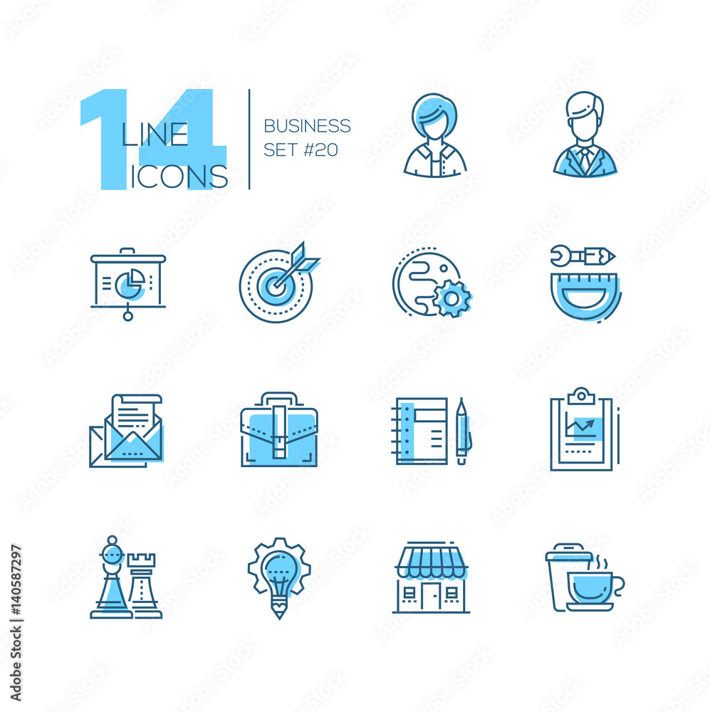 Business - coloured modern single line icons set Business - coloured modern single line icons set